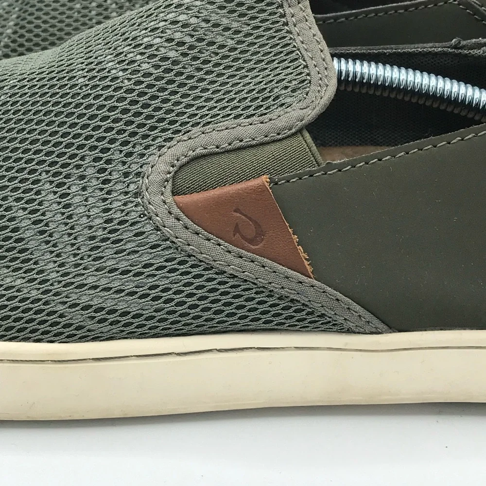 OluKai Pehuea Casual Slip On Comfort Shoes Green Foliage Print Women's 11 Mesh